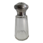 Saupoudreuse ancienne en cristal et argent
