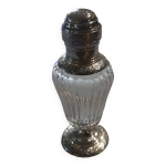 Saupoudreuse en cristal et argent massif, poinon minerve et de maitre.