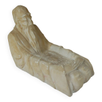 Sculpture albâtre vide poche objet décoration asiatique fabrication artisanale campagne homme assis Sculpture albâtre vide poche objet décoration asiatique fabrication artisanale campagne homme assis