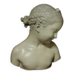 Sculpture grand buste fille  la rieuse de pigalle 17 emme , patine terre cuite