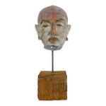 Sculpture visage en terre polychrome et plâtre, cabinet de curiosité. ph monaux. artiste ariégeois Sculpture visage en terre polychrome et plâtre, cabinet de curiosité. ph monaux. artiste ariégeois