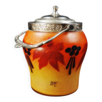 Seau à biscuit en verre émaillé & peint legras - montjoye période art déco Seau à biscuit en verre émaillé & peint legras - montjoye période art déco