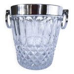 Seau  champagne en cristal et mtal argent