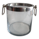 Seau � champagne design en verre et m�tal argent�