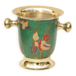 Seau � champagne / seau � glace vintage en laiton �maill� design fleurs