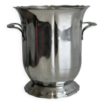 Seau  champagne en mtal argent, poignes intgres, design classique.