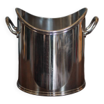 Seau  champagne en mtal argent uni a bord chancr filet, seau  glace
