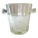 Seau � champagne, style et �poque art d�co, cristal �pais, moul�, d�poli