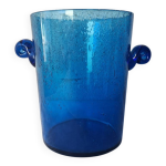 Seau à champagne en verre bullé bleu Seau à champagne en verre bullé bleu