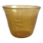 Seau � champagne de la verrerie de biot en verre souffl� couleur ocre