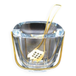Seau a glace vintage en cristal et mtal dor