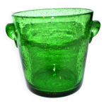 Seau  glace vintage en verre bull vert biot
