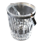 Seau à glace vintage en verre estampillé avec une anse en métal Seau à glace vintage en verre estampillé avec une anse en métal