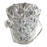 Seau  glace vintage en verre estampill avec une anse en mtal