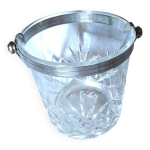 Seau  glaons en cristal avec poigne en mtal argent marque saint louis