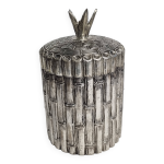 Seau � gla�ons mauro manetti en m�tal argent�, d�cor bambou, italie, ann�es