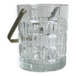 Seau  glaons en verre transparent, design gomtrique.