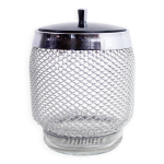 Seau � gla�ons vintage en verre et m�tal