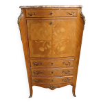 Secrtaire en bois de rose avec fleurs - dessus marbre