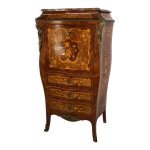 Secrtaire galb et marquet de branchages fleuris de style louis xv