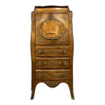 Secrétaire entièrement galbé de style louis xv en marqueterie de bois précieux vers 1850 Secrétaire entièrement galbé de style louis xv en marqueterie de bois précieux vers 1850