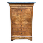 Secrtaire en noyer massif et ronce marbre gris 19me