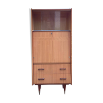 Secrétaire scandinave vintage vitré en bois laqué Secrétaire scandinave vintage vitré en bois laqué