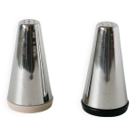 Sel & poivre design en chrome et plastique, made in italy, dans le goût d'alessi, 1970 Sel & poivre design en chrome et plastique, made in italy, dans le goût d'alessi, 1970