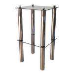 Sellette en chrome et verre fum, double tages, design, 1970