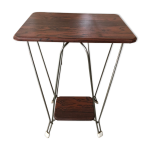 Sellette double plateau bois avec pieds mtal courb vintage