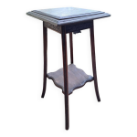 Sellette haute guridon art nouveau bois marron verniss marbre france 20's dcoration vintage rtro