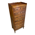 Semainier ancien style louis xv bois 7 tiroirs & poign�es m�tal vintag
