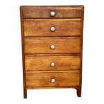 Semainier commode vintage 5 tiroirs en bois style scandinave