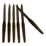 Ser de 6 couteaux de table scandinaves, lame inox, manche de teck.
