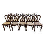 S�rie de 10 chaises �poque louis philippe cannees