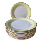 Srie de 11 assiettes plates anciennes orchies moulin des loups