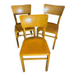 S�rie de 3 chaises bistrot michael thonet bois ann�es 1950 vintage