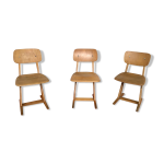 Srie de 3 chaises enfant casala vinage en bois clair