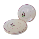 Srie de 4 assiettes plates vintage de la manufacture des salins en porcelaine