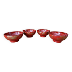 Srie de 4 bols  riz en bois laqu rouge et or - travail d'poque meiji (1868 - 1912), japon