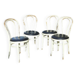 Srie de 4 chaises bistrot thonet blanches et noires