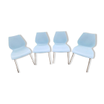 Série de 4 chaises bleu ciel modèle maui par vico magistretti pour kartell Série de 4 chaises bleu ciel modèle maui par vico magistretti pour kartell