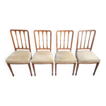 Serie de 4 chaises directoire en marqueterie et merisier