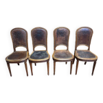 S�rie de 4 chaises louis xvi en cuir