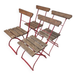 Serie de 4 chaises pliante de bistrot guinguette brasserie ancienne
