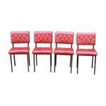 Srie de 4 chaises rouges en ska annes 50