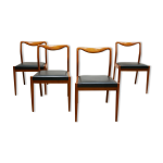Srie de 4 chaises scandinaves vintage en teck et en ska