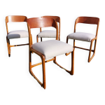 Srie de 4 chaises traineau baumann assises restaures