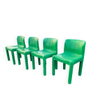 Srie de 4: chaise vintage 4875 carlo bartoli pour kartell 1970 verte