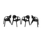 Srie de 4 fauteuils baumann 1970 80 noir d'origine